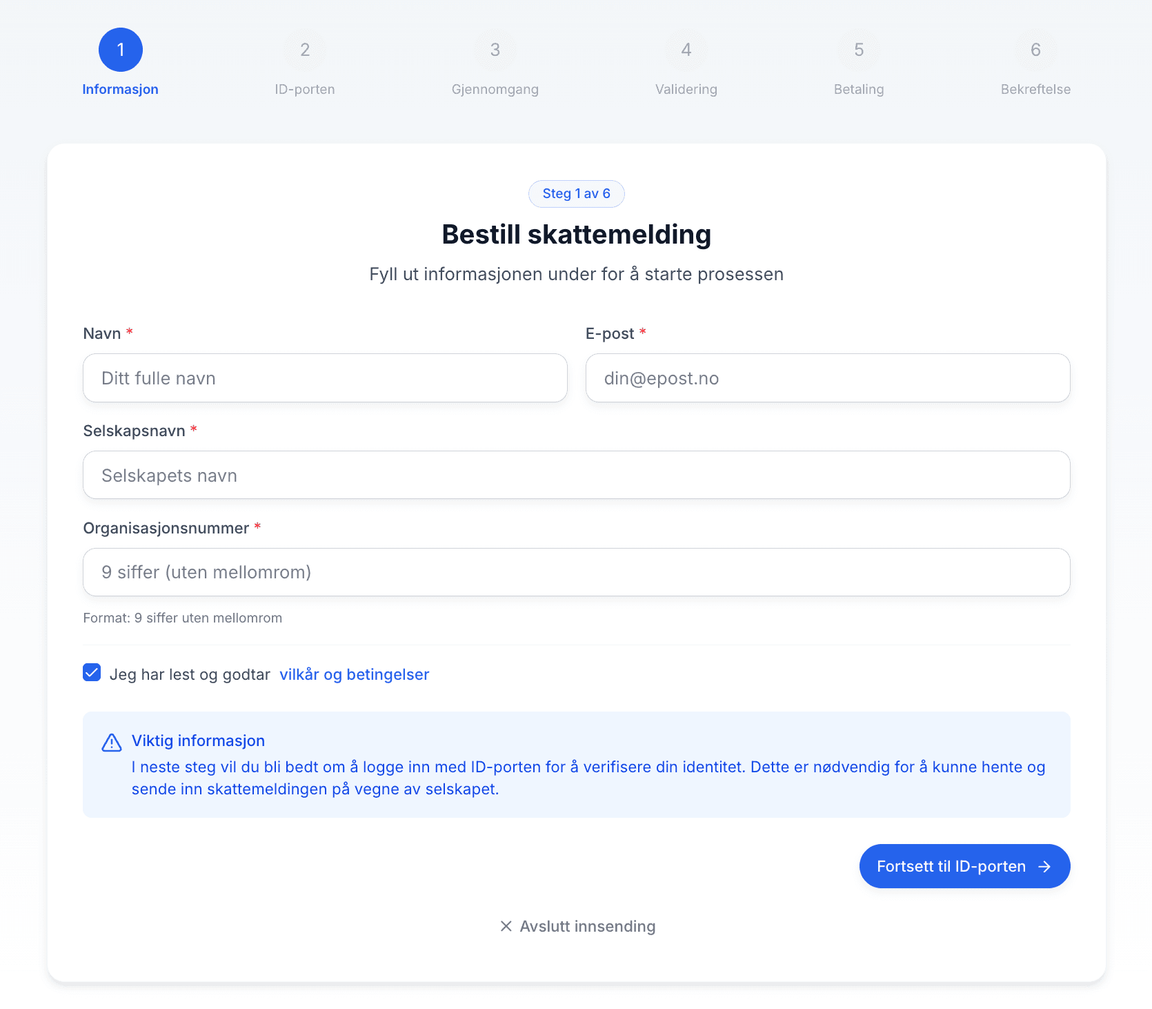 Bestill skattemelding